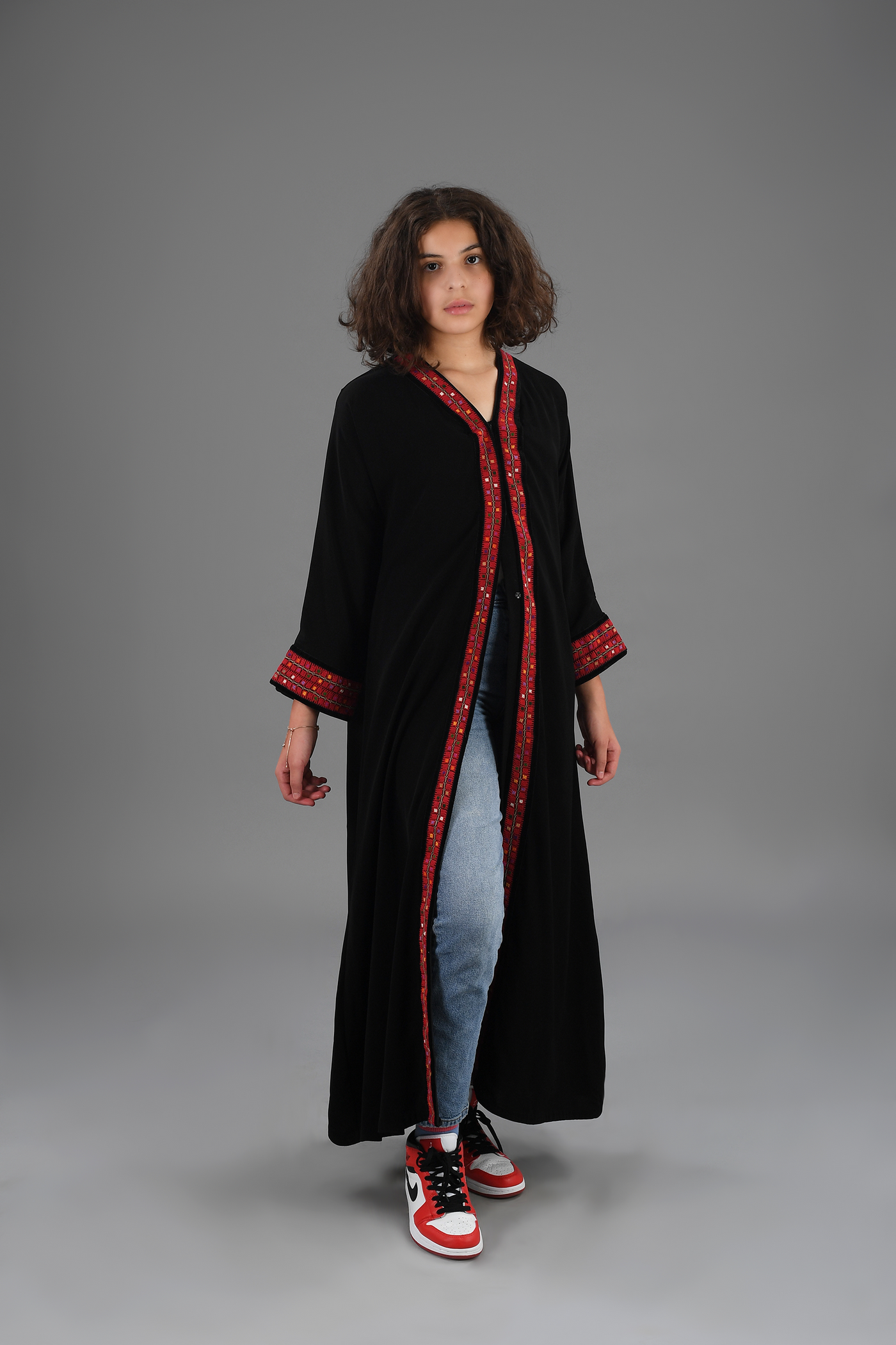 Black Abaya with Red Trim