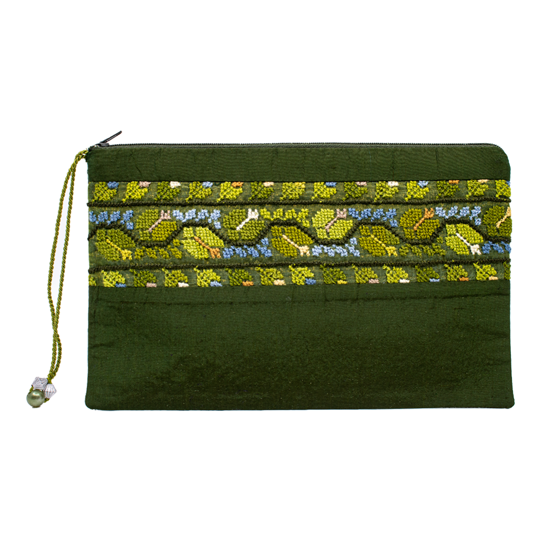 Embroidered Zipper Wallet